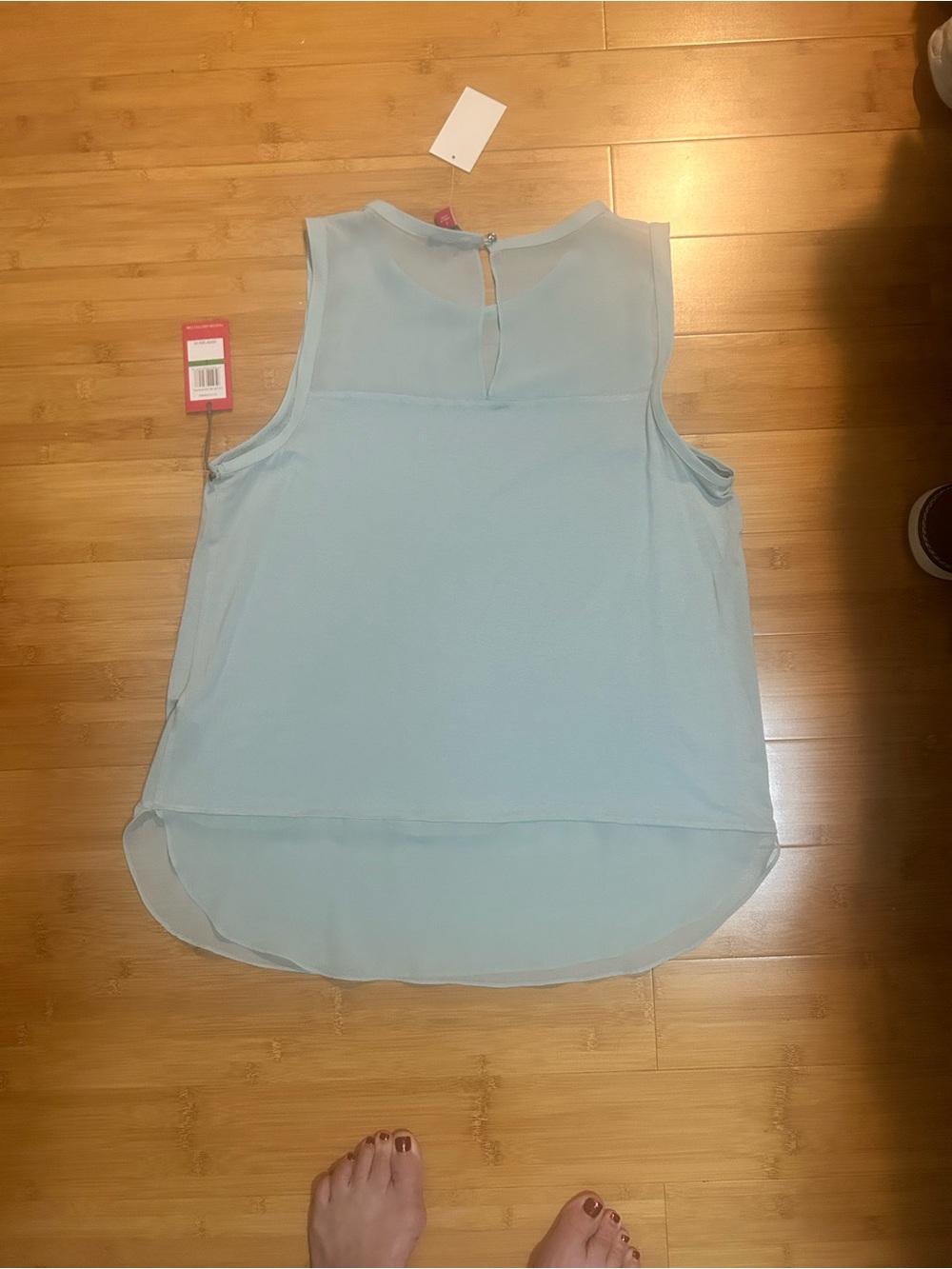 Vince Camuto Light Blue Sleeveless Chiffon Layered Tank